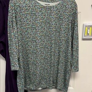 Lands' End Women's Floral Long Sleeve Top